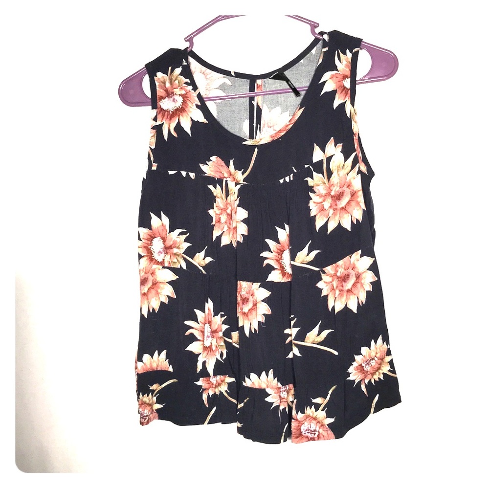 Forever 21 Navy Blue Floral Tank- Size Medium